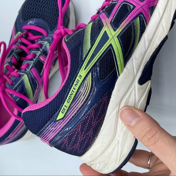 ASICS Gel Contend 3 Blue & Pink Running Shoes Sneakers Womens 8 Bright Colorful - Picture 2 of 9
